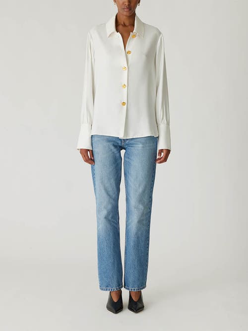 Shop Rebecca Taylor Silky Novelty Button Shirt In Milk