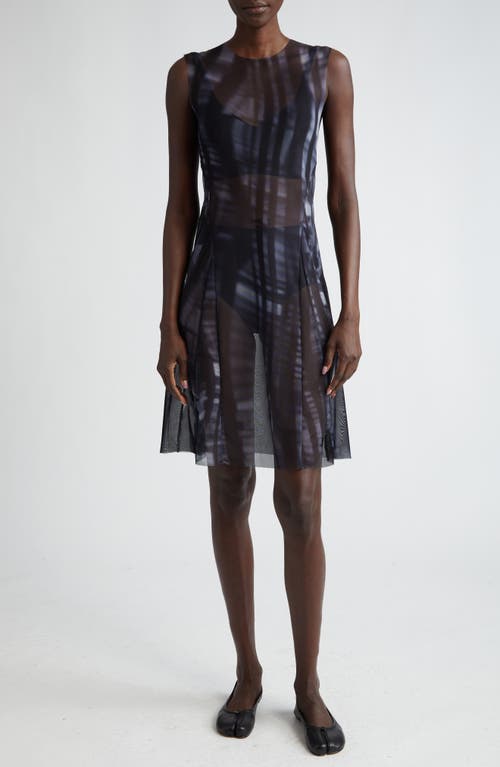 ELLISS Bookcase Stripe Sheer Mesh Minidress Black Print Multi at Nordstrom,