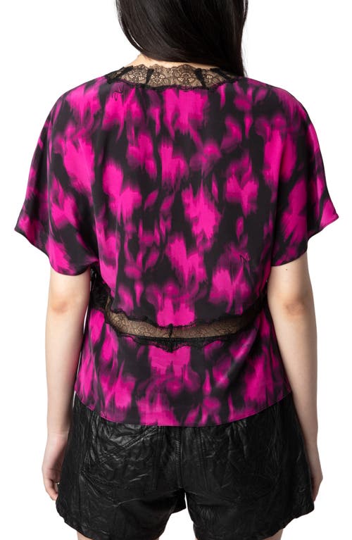 Shop Zadig & Voltaire Tzar Abstract Print Silk Crêpe De Chine Top In Noir