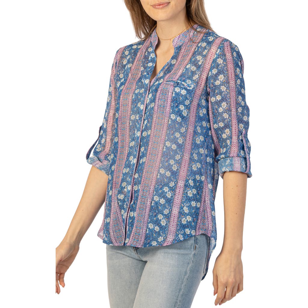 Kut From The Kloth Jasmine Chiffon Button-up Shirt In Blue