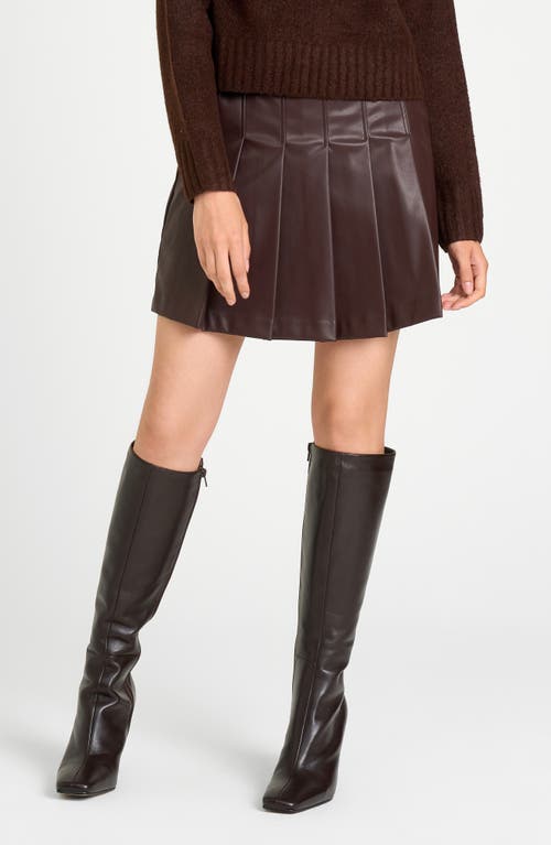 Shop Wayf Cheryl Pleated Faux Leather Skirt In Espresso