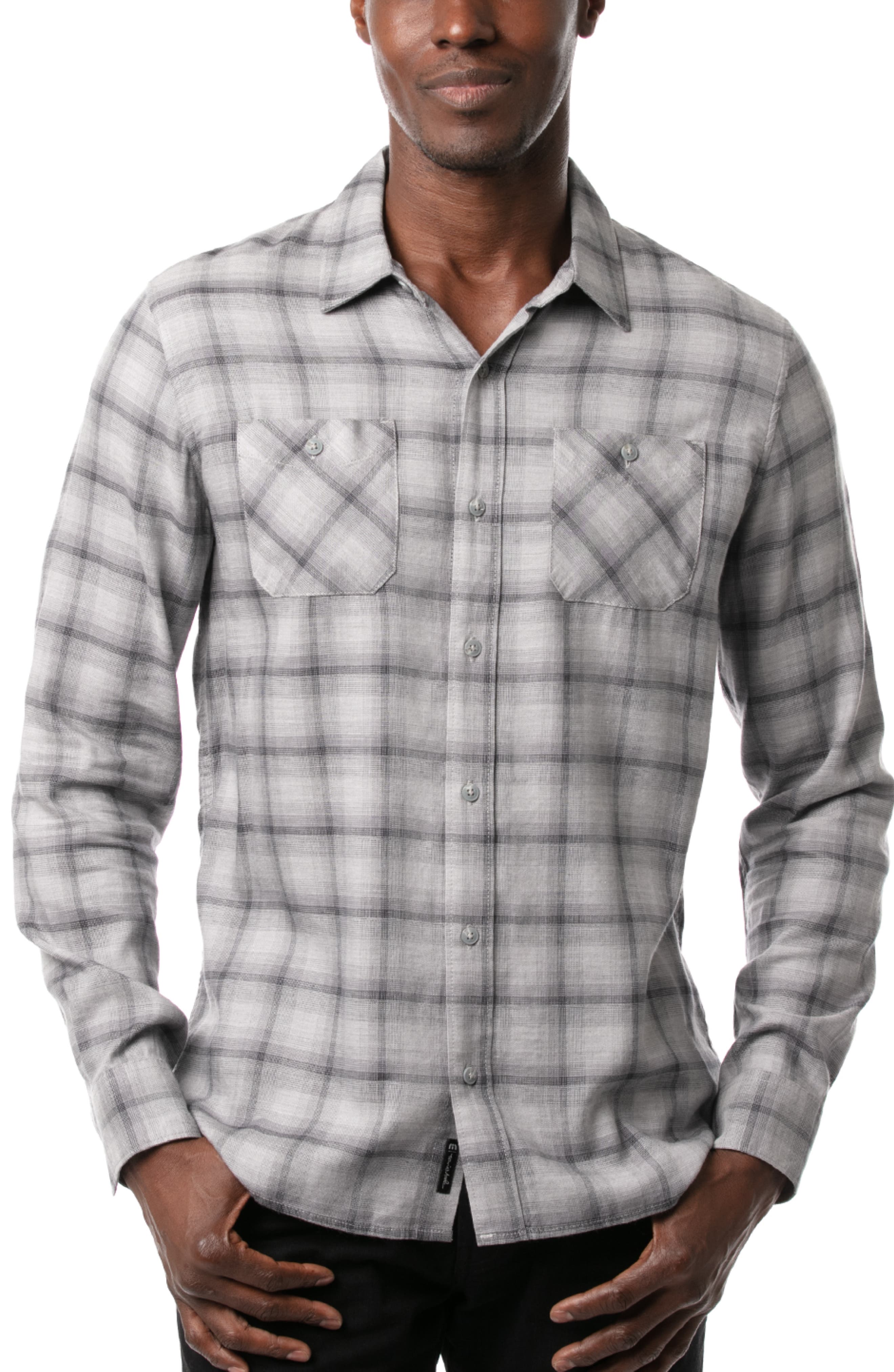 KLJR Men Casual Denim Button Up Plaid Printing Slim Long Sleeve Shirt Top