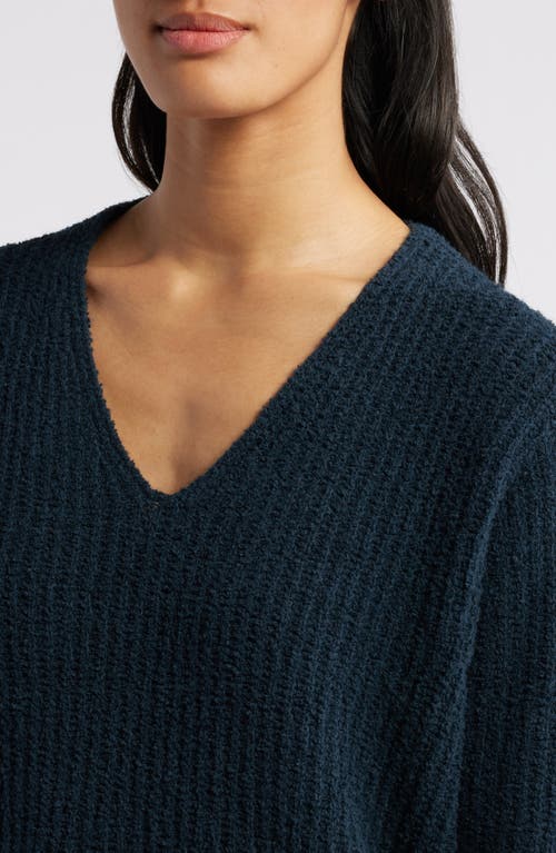 Shop Eileen Fisher V-neck Organic Cotton & Cashmere Blend Sweater In Deep Adriatic