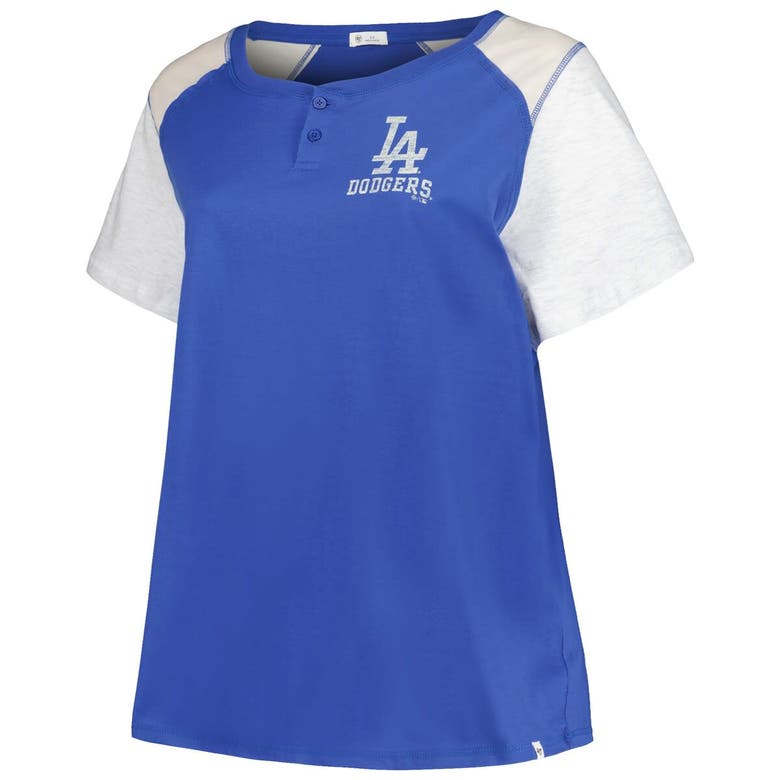 Shop 47 ' Royal/gray Los Angeles Dodgers Plus Size Henley T-shirt