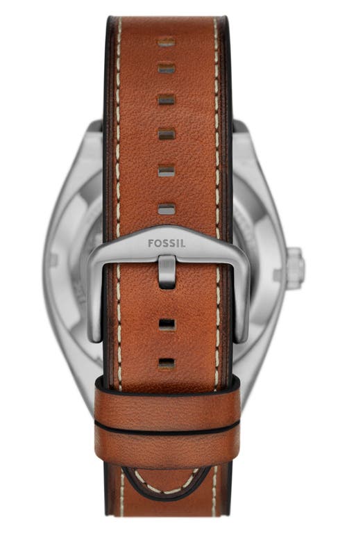 Fossil Everett Leather Strap Watch, 42mm In Brown