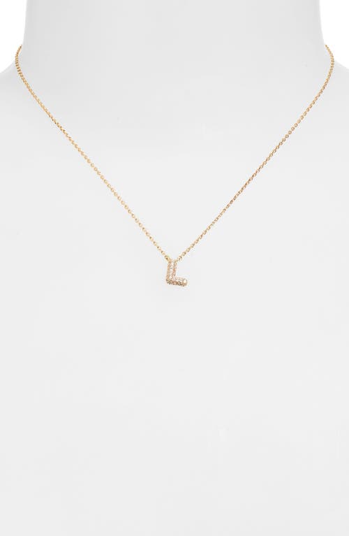 Leith Cubic Zirconia Initial Pendant Necklace In L- Clear- Gold