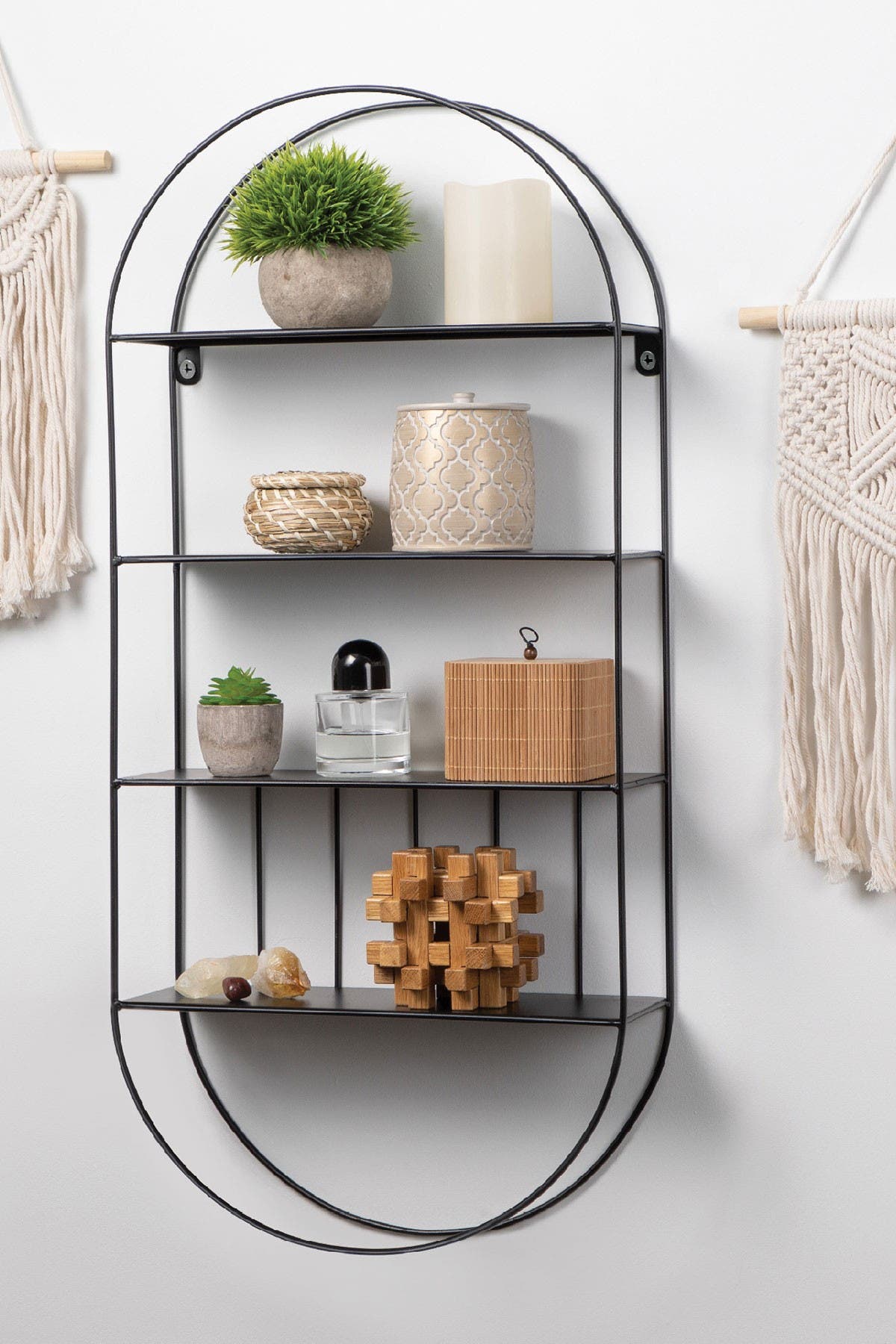 Merkury Innovations Large Wire Decorative Wall Shelf In Black