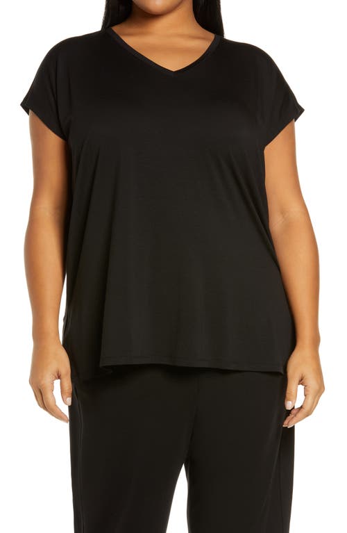 Eileen Fisher Boxy V-Neck Top Black at Nordstrom,