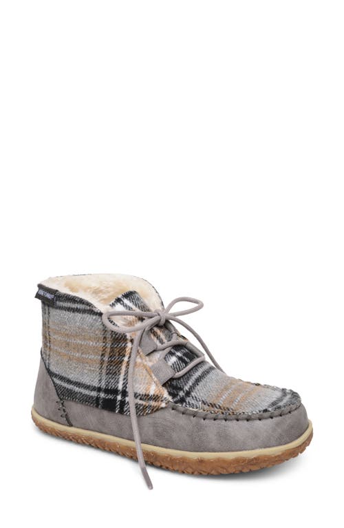 Torrey Faux Fur Lined Slipper Bootie in Grey Plaid Combo