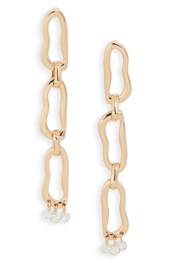 Open Edit Triple Link Charm Drop Earrings In Clear- Gold