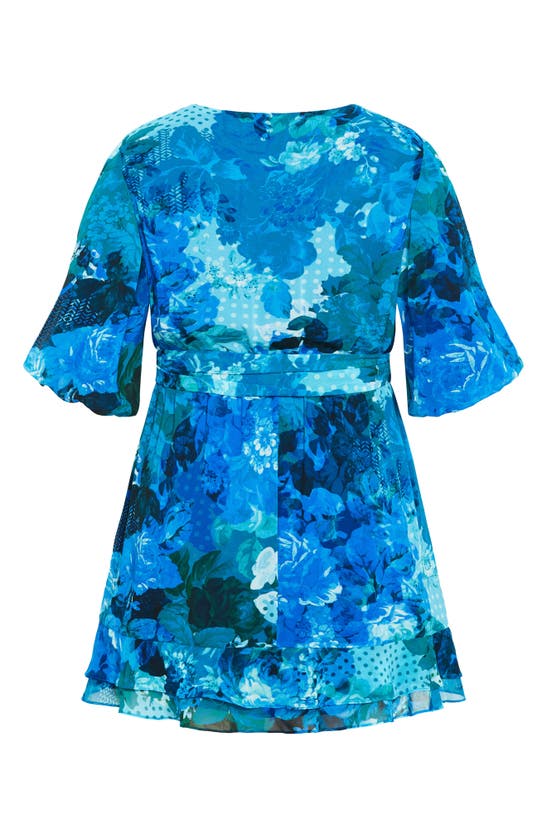 Shop City Chic Keily Faux Wrap Minidress In Blue Beauty