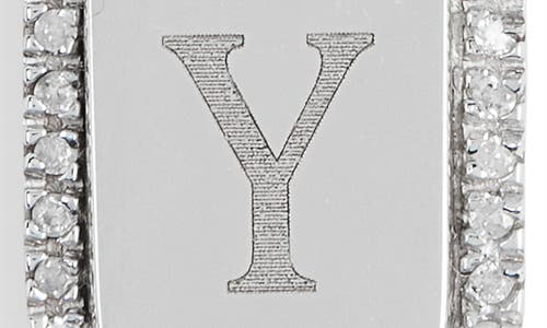 Meshmerise Diamond Initial Dog Tag Pendant Necklace In White-y