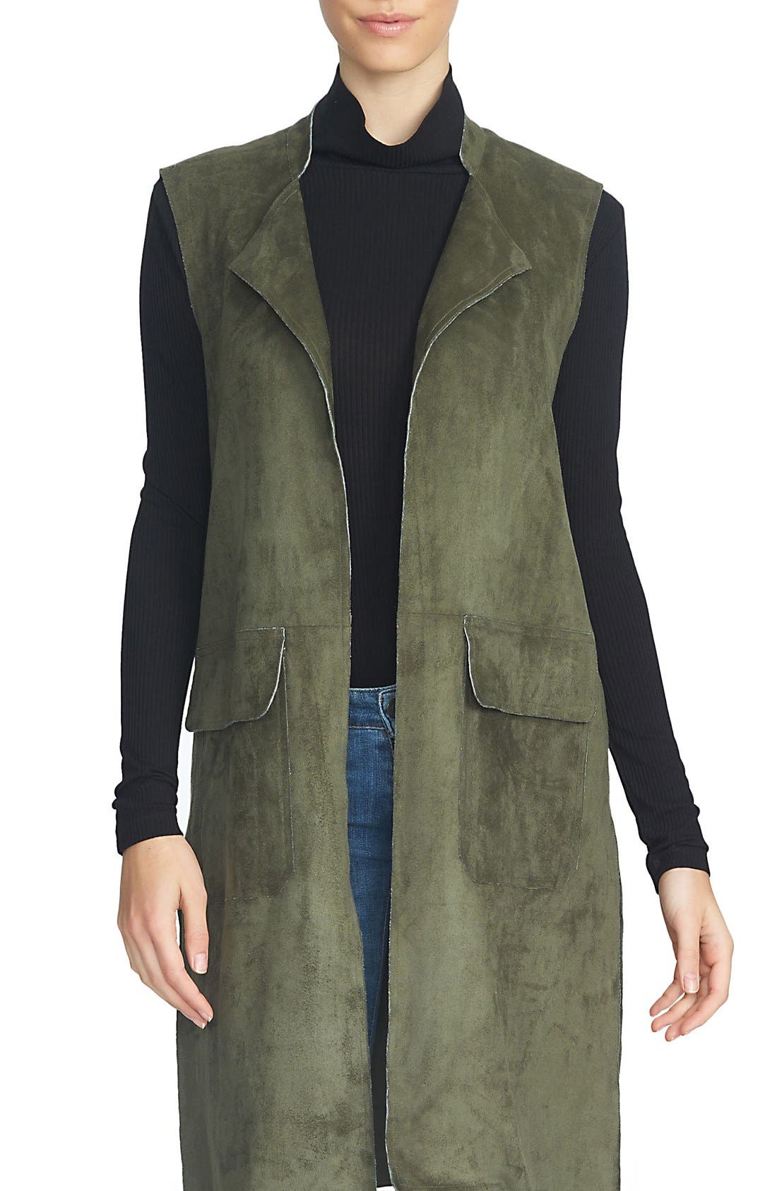 1.STATE Longline Faux Suede Vest | Nordstrom