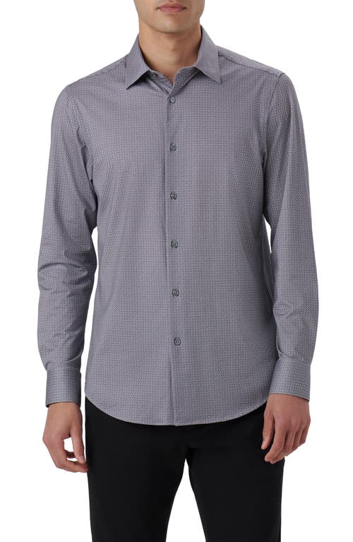 Bugatchi James OoohCotton Geo Print Button-Up Shirt Zinc at Nordstrom,