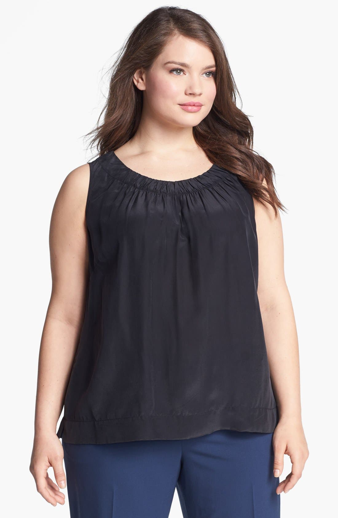 Sejour Shirred Sleeveless Top (Plus Size) Nordstrom
