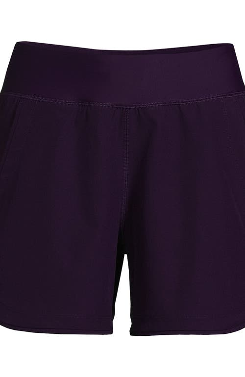 Shop Lands' End 5" Quick Dry Elastic Waist Board Shorts Swim Cover-up Shorts With Panty In Blackberry