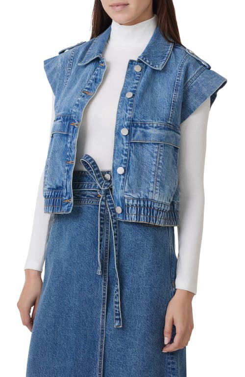 Habitual Extended Shoulder Denim Utility Vest In Ocean