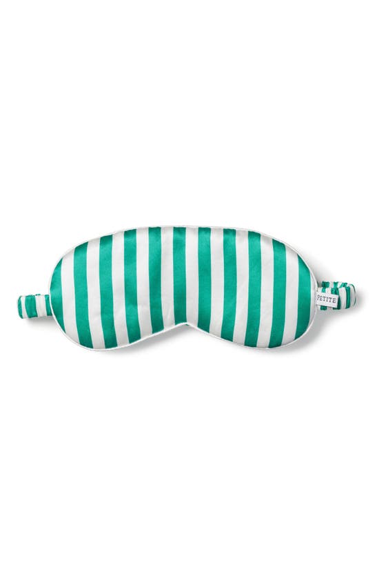 Shop Petite Plume Stripe Mulberry Silk Sleep Mask In Green
