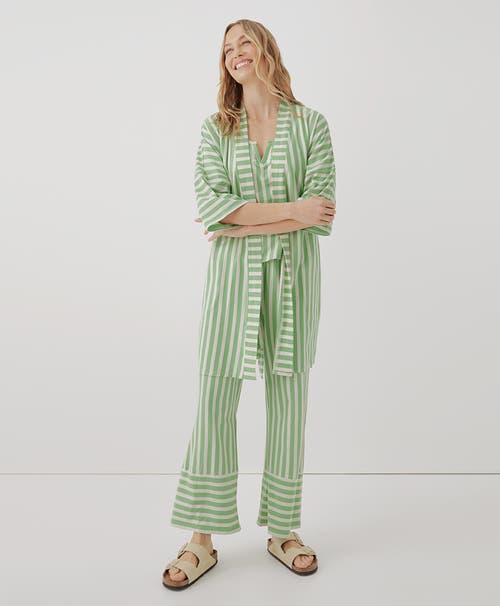 Shop Pact Organic Staycation Sleep Pant In Hideaway Stripe Jade