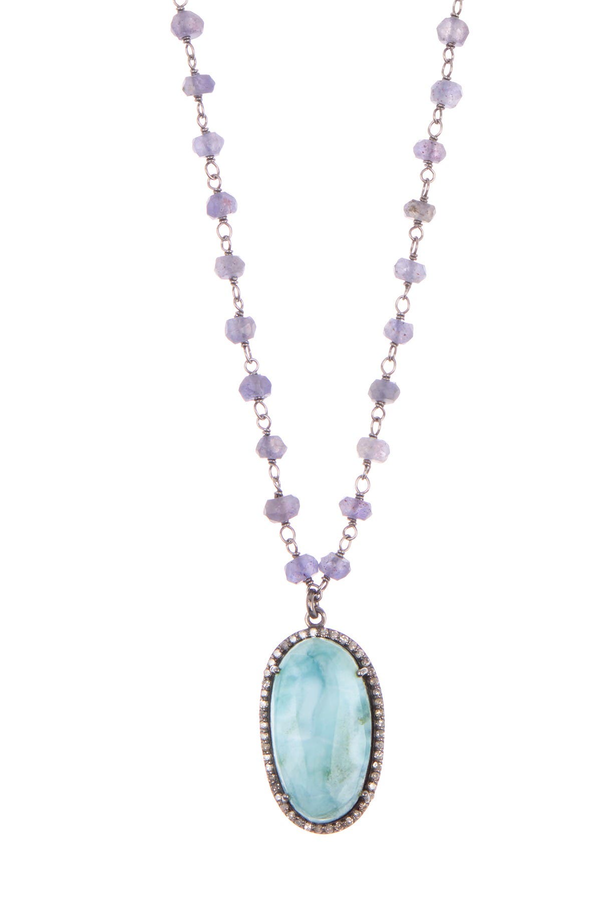 Adornia Blue Sapphire & Larimar Gita Cabochon Oval Halo Diamond ...
