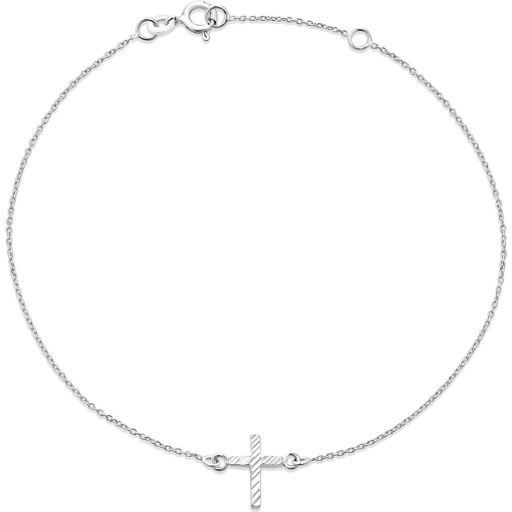 Bling Jewelry Sideway Cross Anklet In Silver
