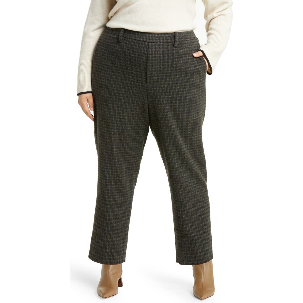 Vince Wool Blend Plaid Crop Pants In Azure Check