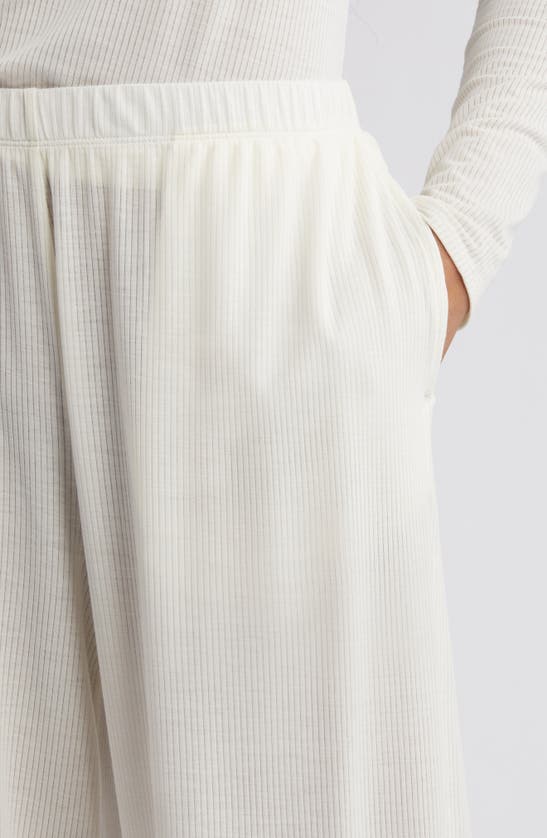 Shop Open Edit Sheer Rib Wide Leg Pajama Pants In White Whisper