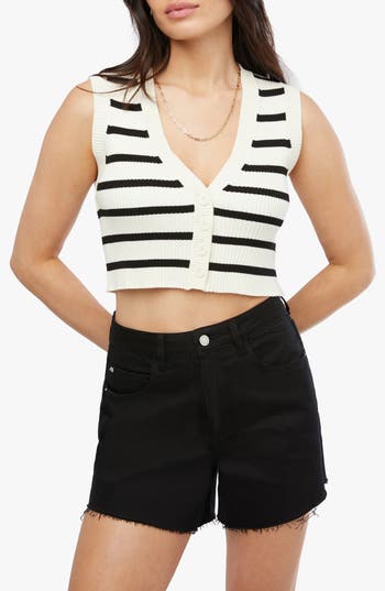 Shop Weworewhat Ribbed Knit Sweater Vest In Black/antique White