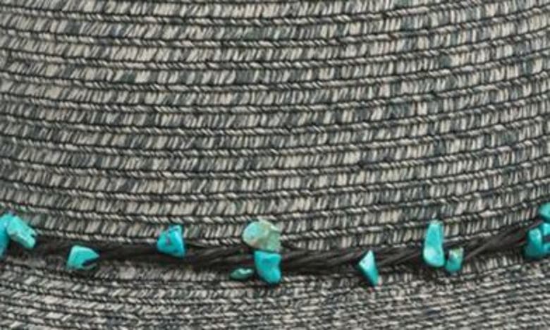 Shop Steve Madden Turquoise Stone Beaded Floppy Hat In Black