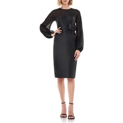 Kay Unger Long Sleeve Body-Con Sheath, Black
