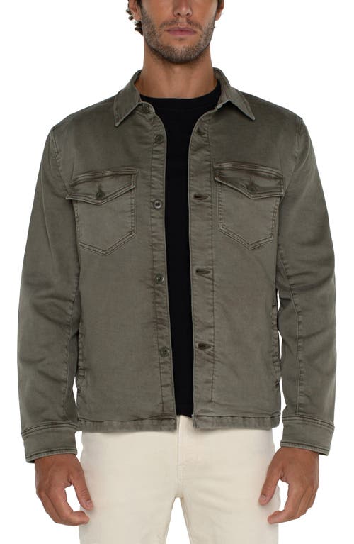 Liverpool Los Angeles Button-Up Overshirt Pewter Green at Nordstrom,