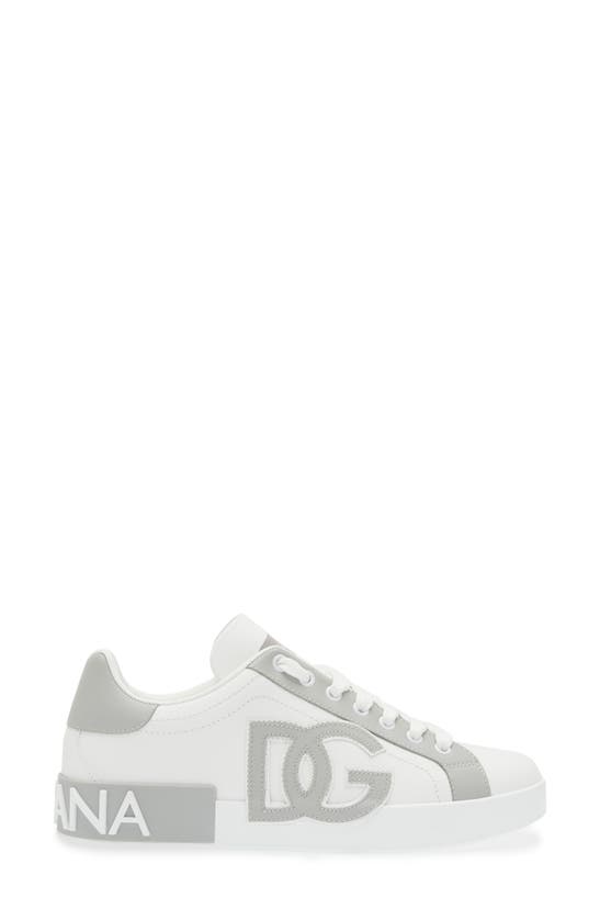 Shop Dolce & Gabbana Portofino Calfskin Sneaker In Bianco/ Bianco