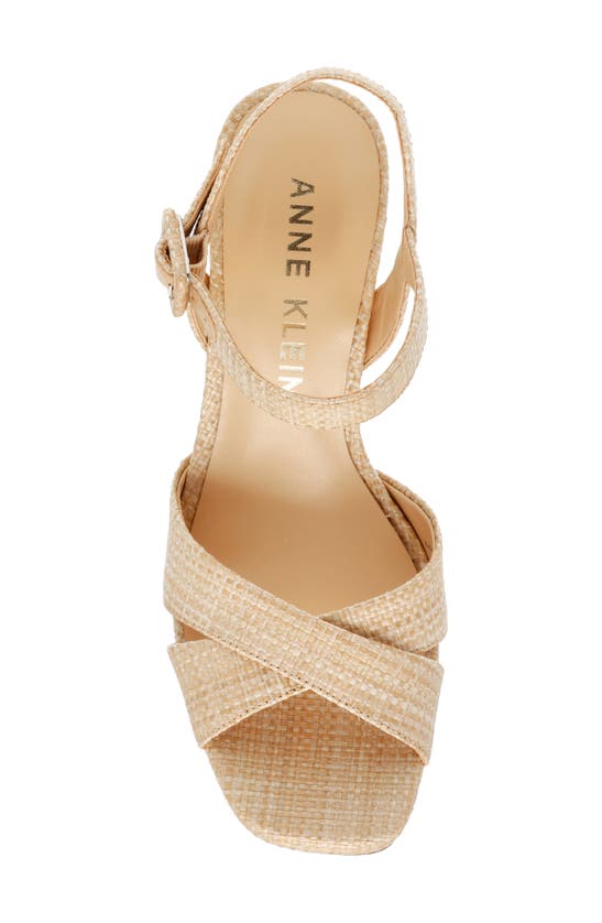 Shop Anne Klein Zena Ankle Strap Platform Sandal In Raffia