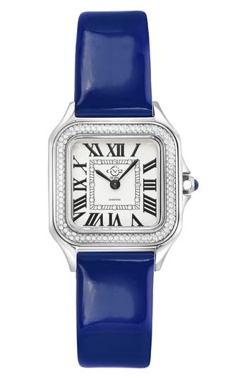 Gevril Vanderbilt Diamond Leather Strap Watch, 47mm In Blue