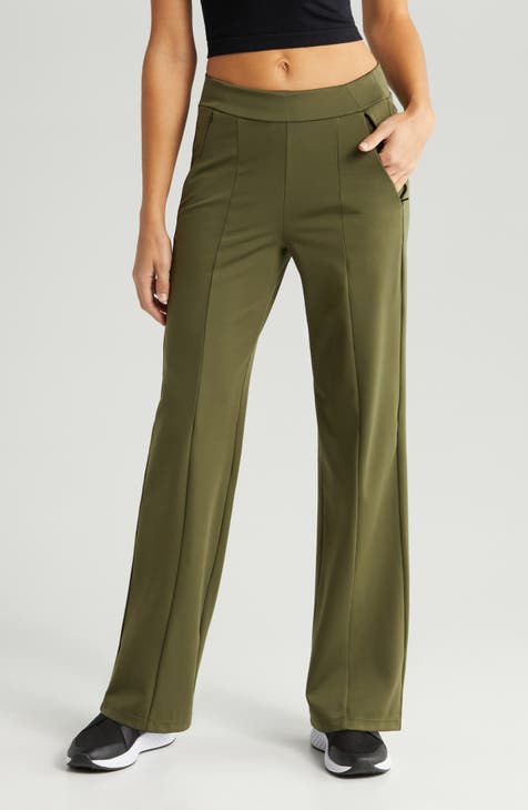 Straight Leg Cargo Chino Pants for Tall Women in Dark Moss Green