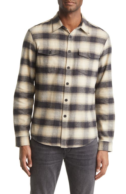 FRAME Plaid Cotton Flannel Shirt in Noir /Light Beige