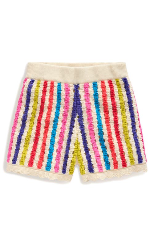 Mini Boden Kids' Stripe Crochet Knit Shorts In Multi Stripe