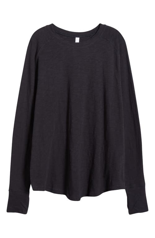 Shop Zella Relaxed Washed 2.0 Long Sleeve Slub Tee In Black