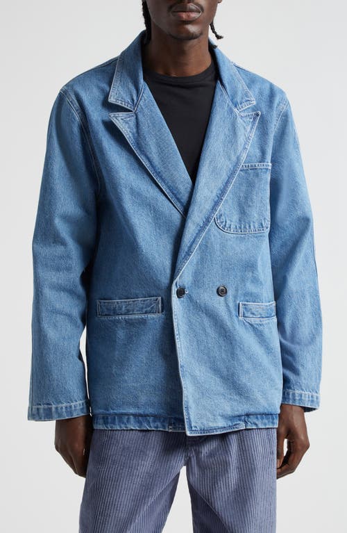 Noah Double Breasted Denim Sport Coat Blue at Nordstrom,