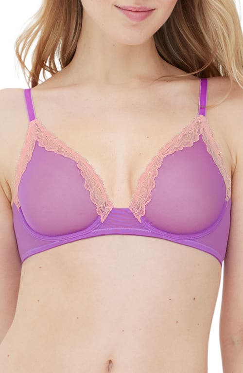 Skarlett Blue Passion Underwire Plunge Unlined Mesh Bra In Purple