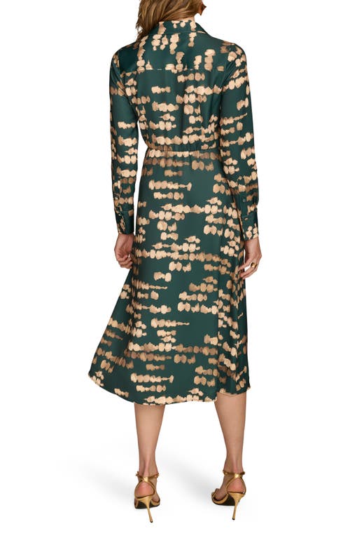 Shop Donna Karan New York Abstract Print Long Sleeve Shirtdress In Spruce/gold Multi