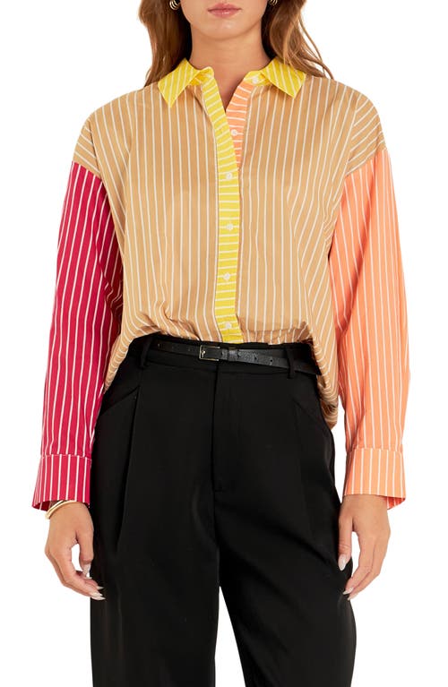 English Factory Colorblock Shirt In Yellow Multi