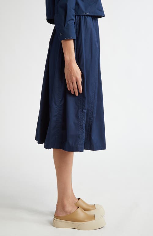 Shop Marni Organic Cotton Poplin Midi Skirt In Light Navy