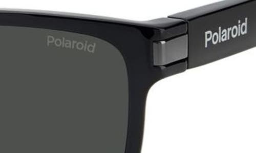 Polaroid 58mm Polarized Rectangular Sunglasses In Black Grey/gray Polar