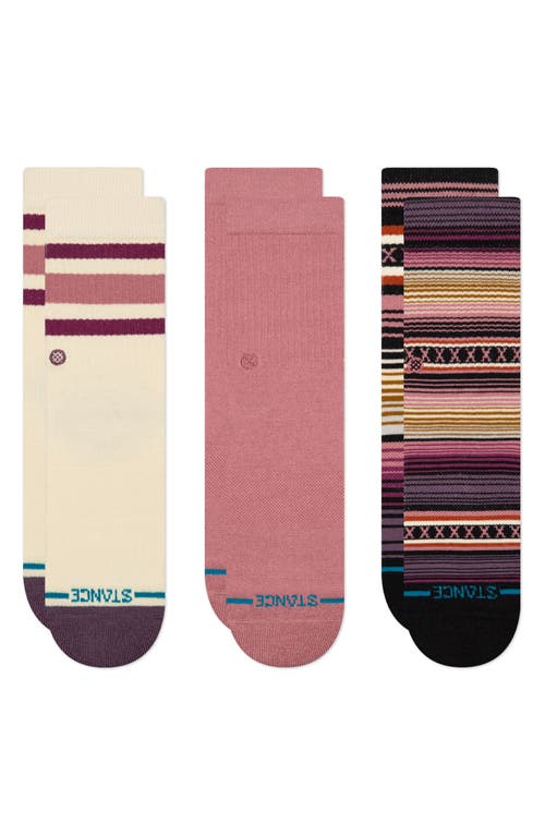 Stance Kids' Icon Assorted 3-pack Crew Socks In Dustyrose