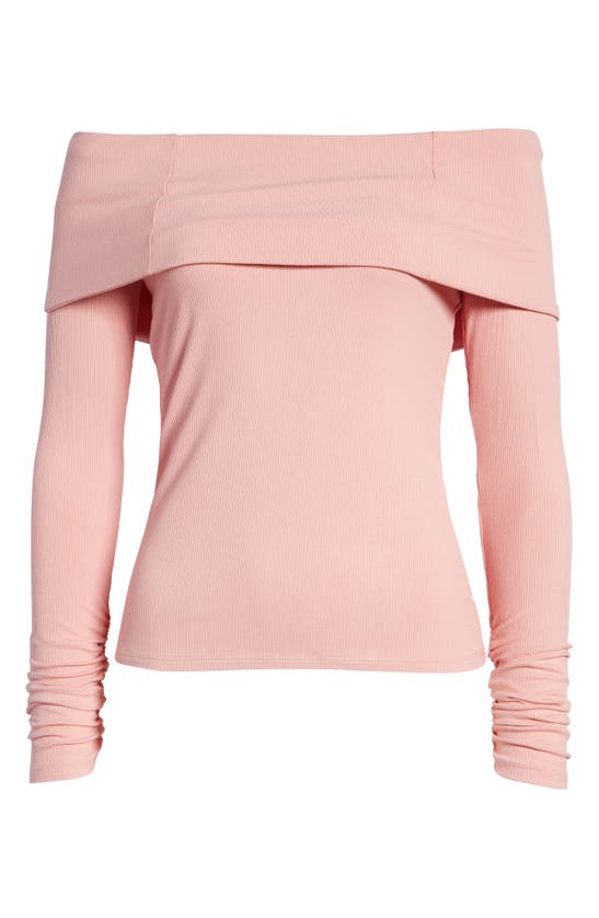 1.state Ribbed Off The Shoulder Top In Pink
