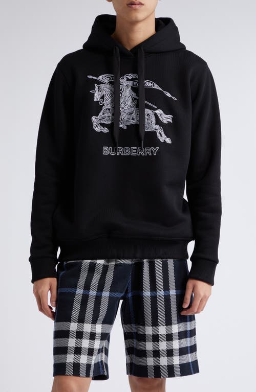 burberry Embroidered EKD Cotton Hoodie in Black