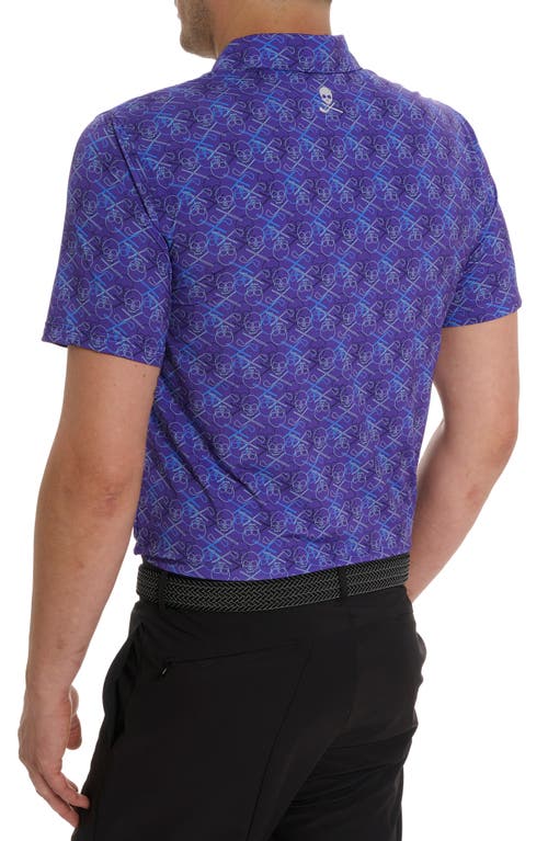 Shop Robert Graham Iron Skull 2 Print Performance Golf Polo In Purple