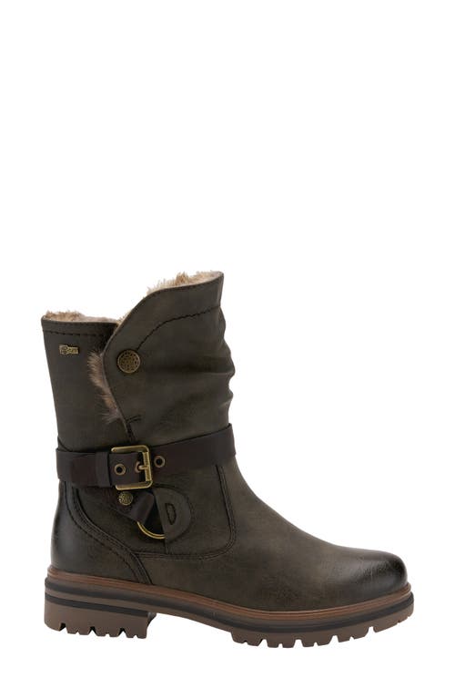 Spring Step Francala Water Resistant Faux Fur Bootie In Olive Green