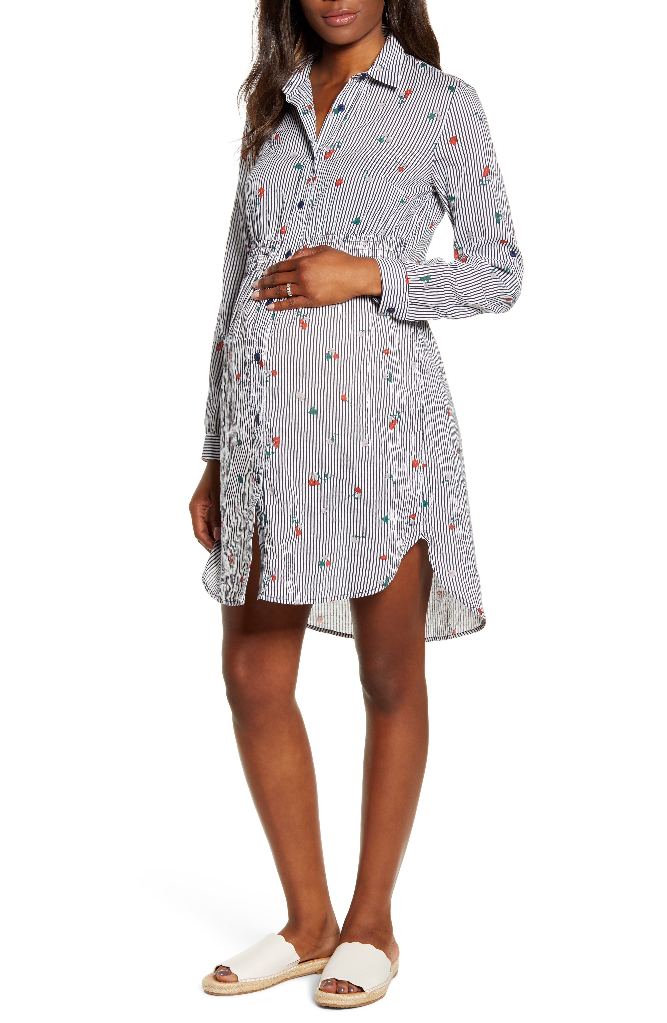 Angel Maternity Maternity Shirtdress, Blue